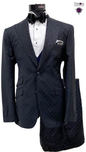 Tayion Collection Fox Black Shadow Stripe Wool Suit 034 - $399.90
