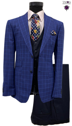 Tayion Collection Fox Black Shadow Stripe Wool Suit 034 - $399.90